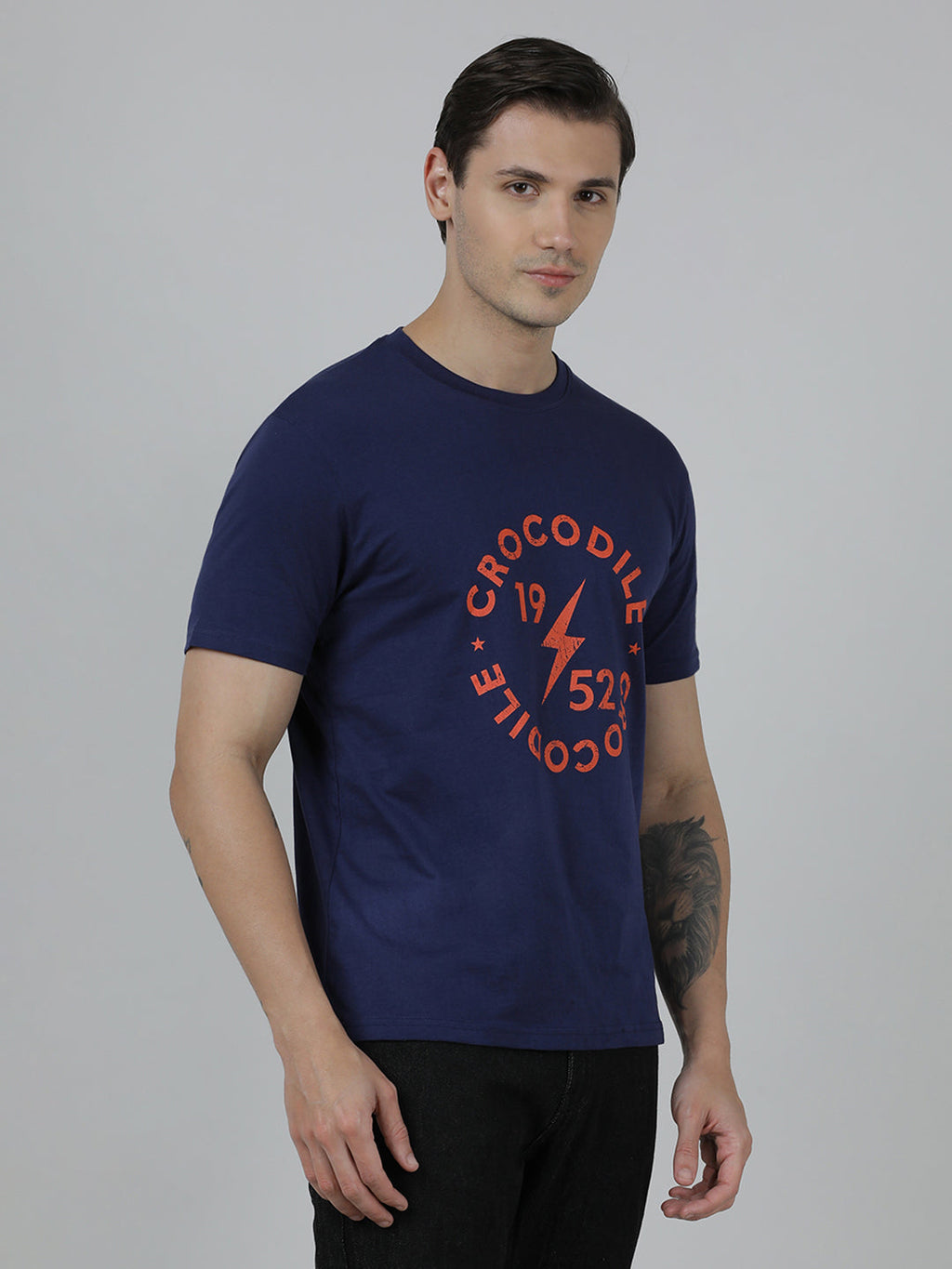 Typography Printed Pack Of 2 Cotton Slim Fit T-shirts
