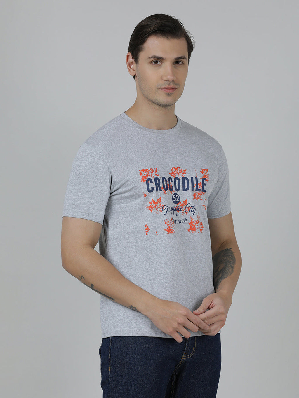 Pack Of 2 Typography Printed Cotton Slim Fit T-shirts