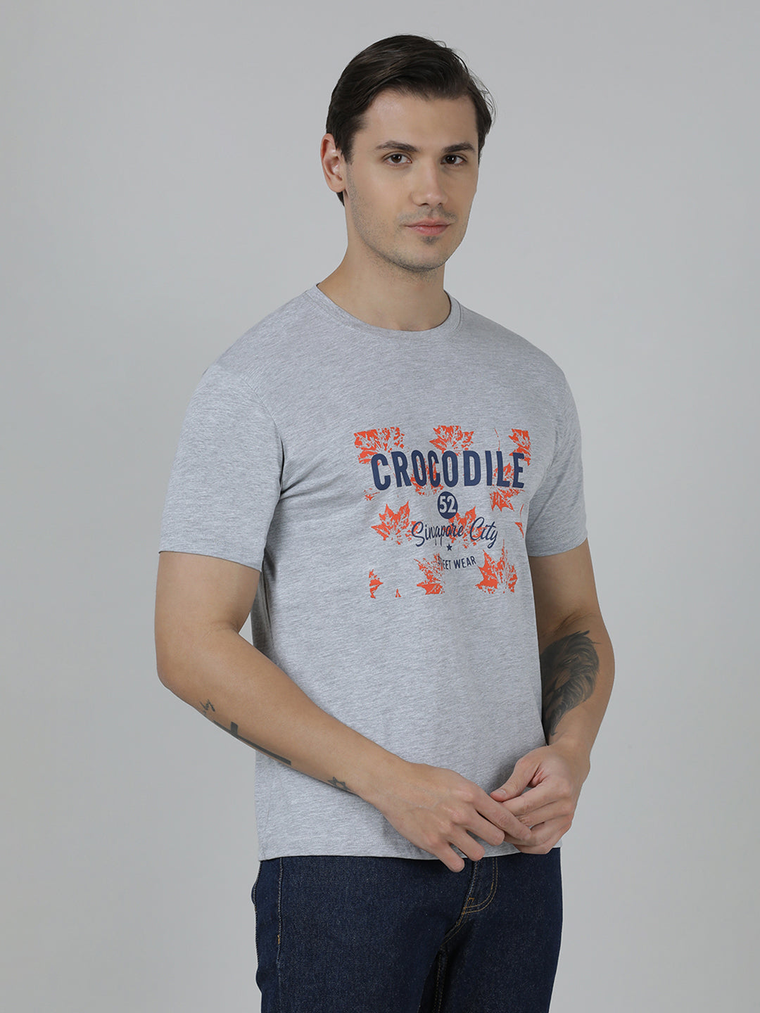 Pack Of 2 Typography Printed Cotton Slim Fit T-shirts