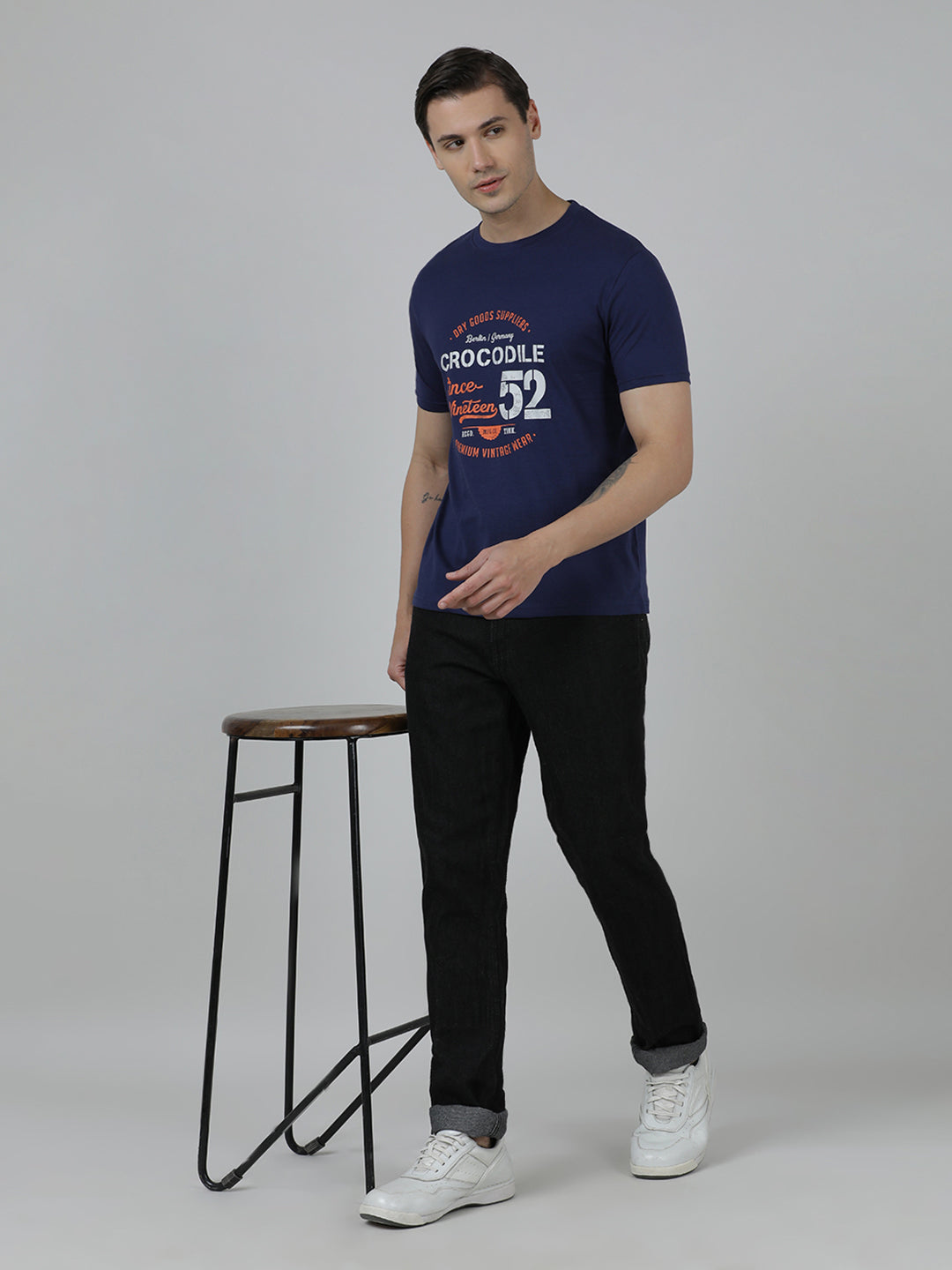 Typography Printed Slim Fit Cotton Pack Of 2 T-shirts