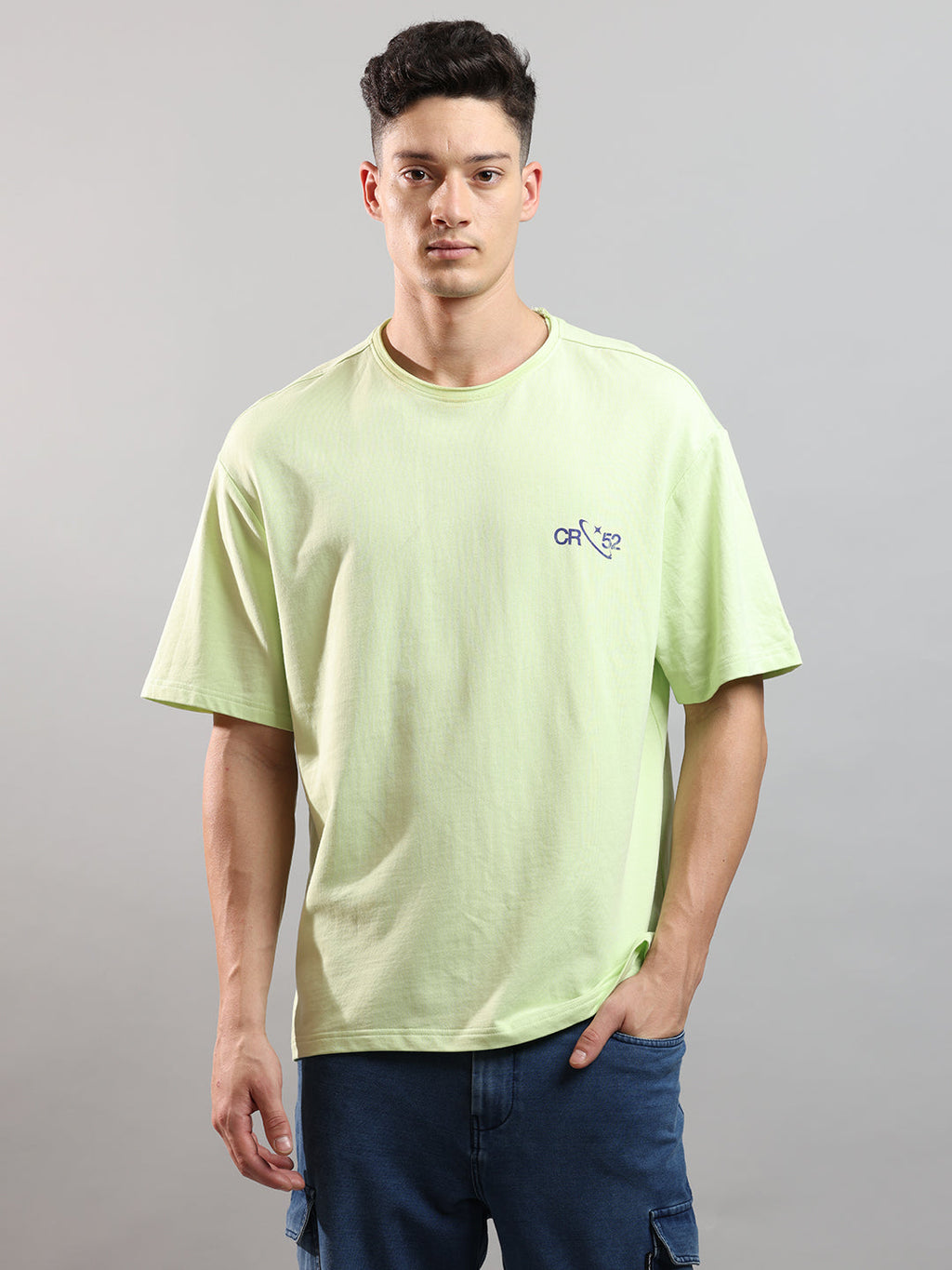 Extended Tall Over Sized Crew In Pastel Green