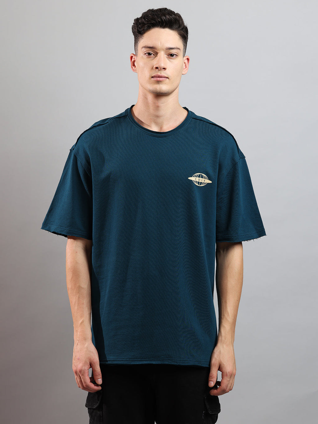 Quad Ripped Over Sized Crew In Teal