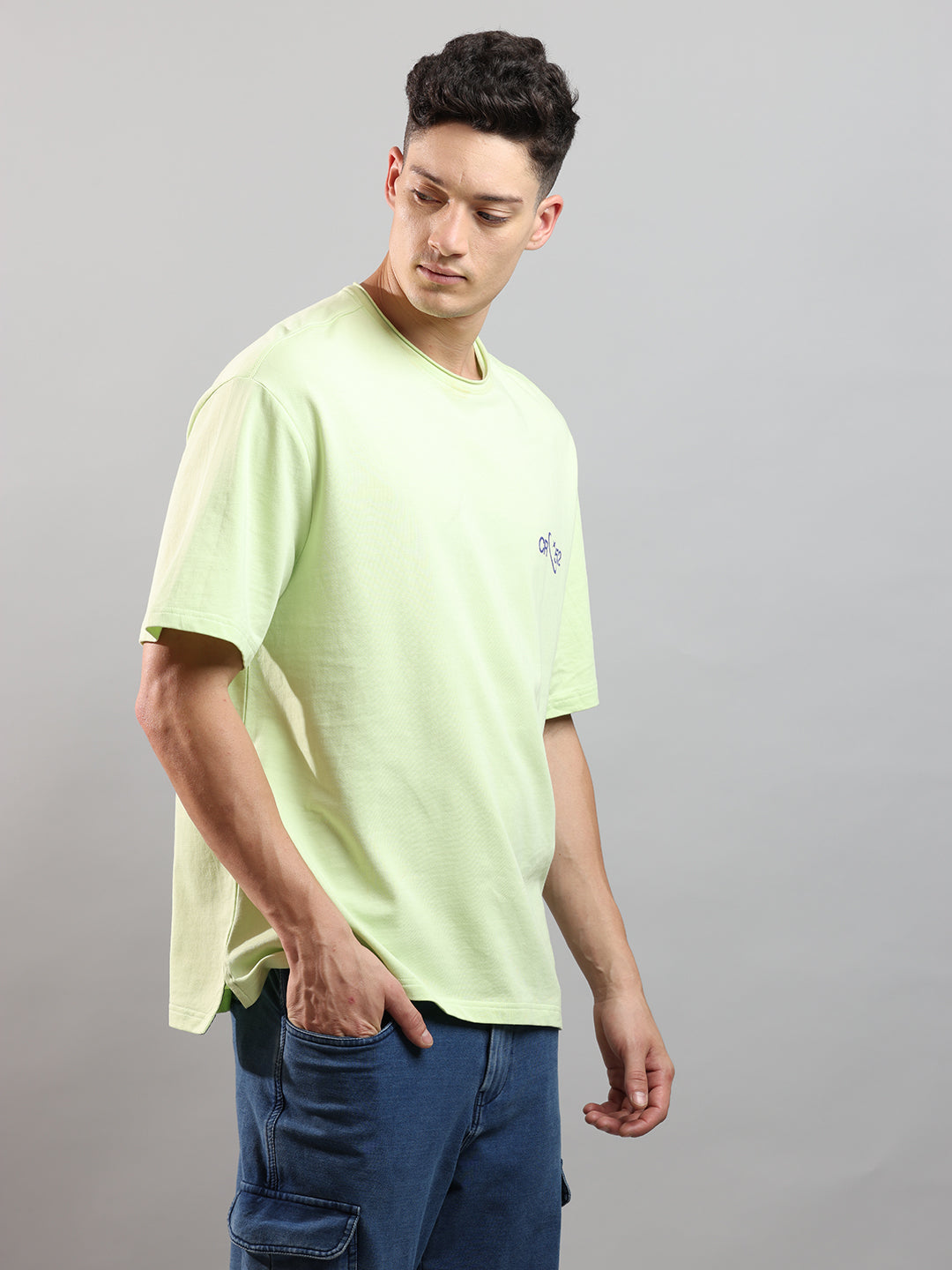 Extended Tall Over Sized Crew In Pastel Green