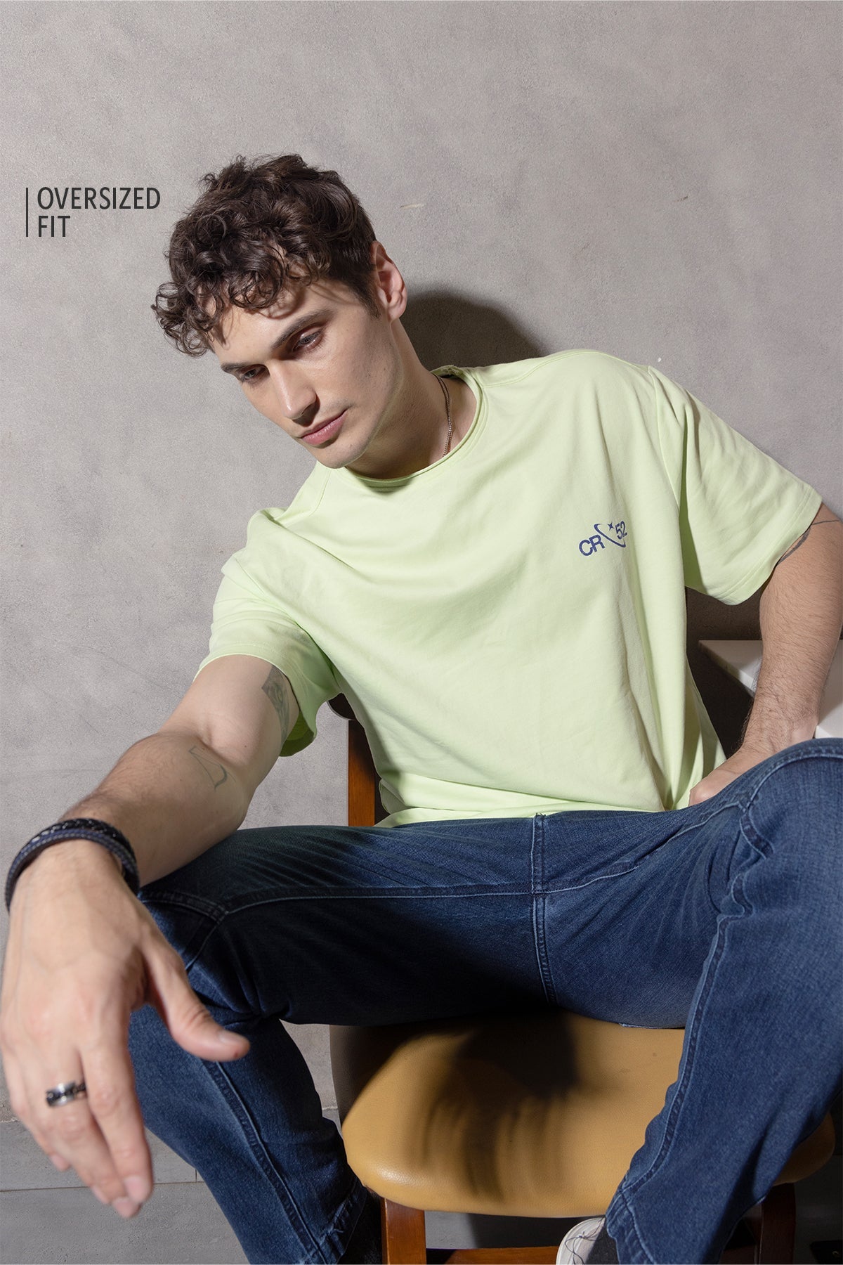 Extended Tall Over Sized Crew In Pastel Green