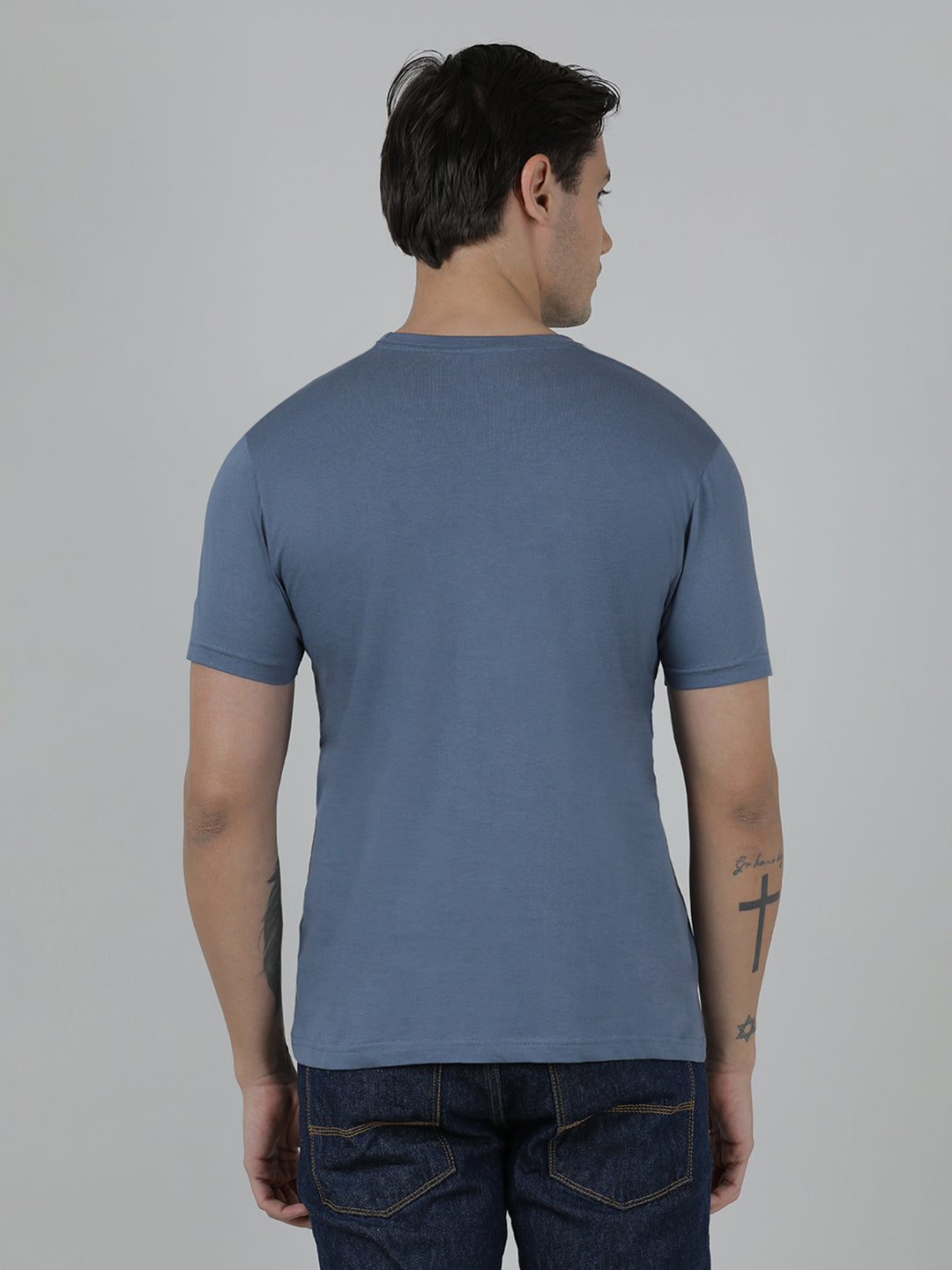 Pack Of 2 Typography Printed Cotton Slim Fit T-shirts