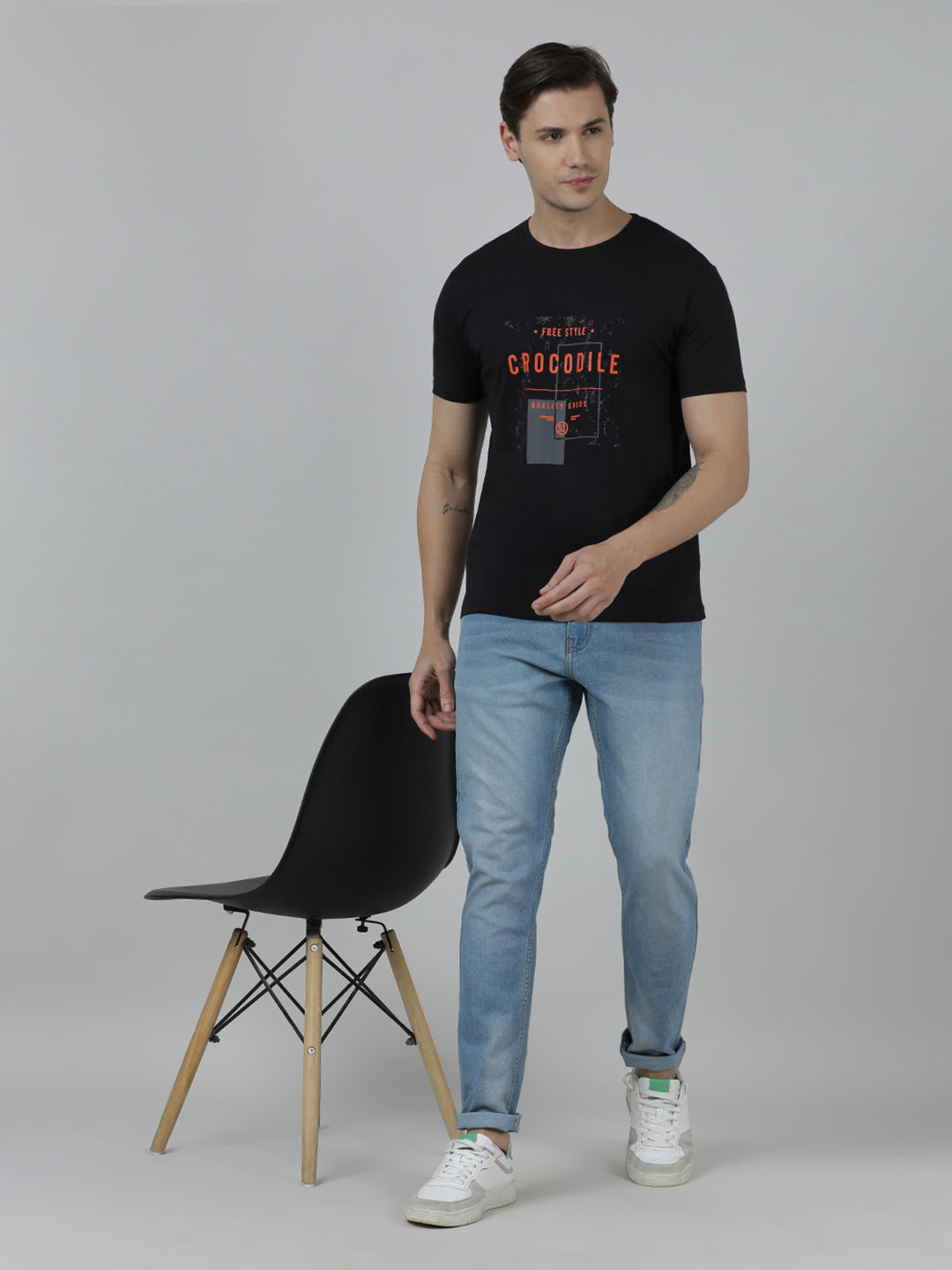 Typography Printed Pack Of 2 Slim Fit Cotton T-shirts