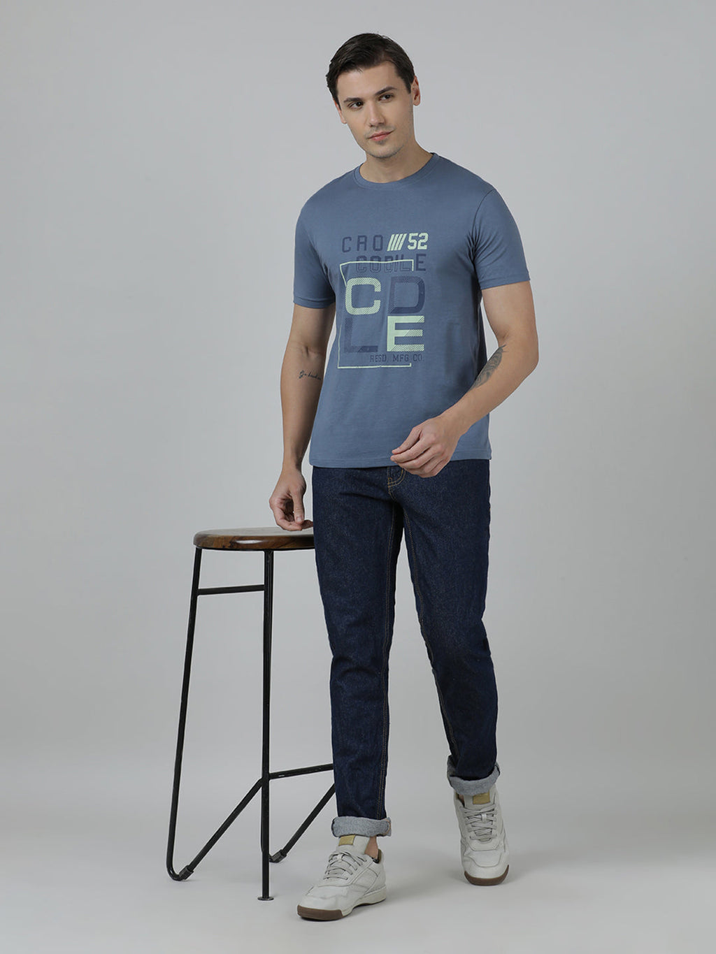 Pack Of 2 Typography Printed Cotton Slim Fit T-shirts