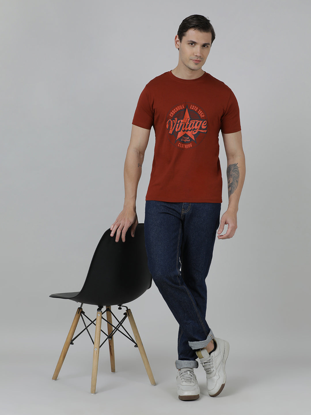 Typography Printed Slim Fit Cotton T-shirts Pack Of 2