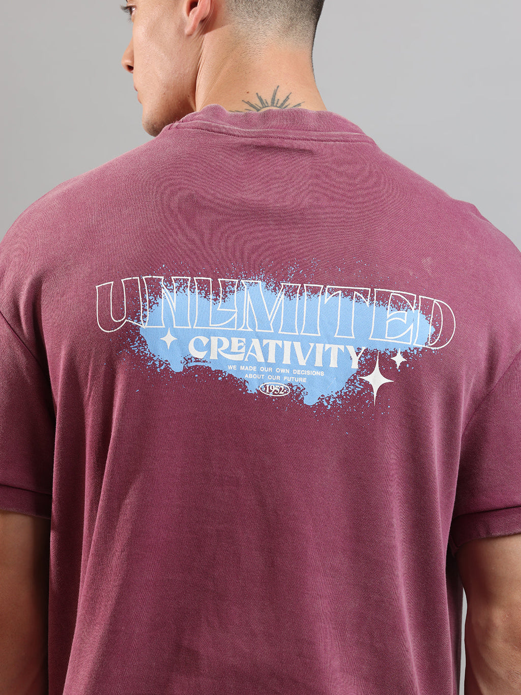 Ribbed Edge Hybrid Tee Over Sized Crew In Astro Dust